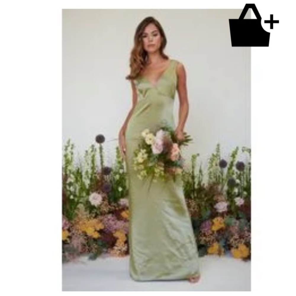 Brand new satin sage green bridesmaid dress